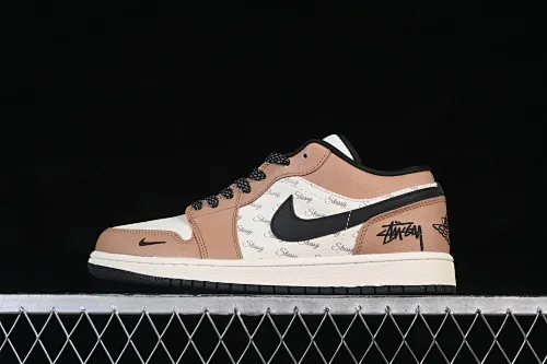 All Categories Air Jordan Jordan Series Basketball Shoes Air Jordan 1 Low Air Jordan 1 Low AJ1 Joe 1 Stussy Joint Beige Brown Black High-end Customized Low-top Retro Basketball Shoes LL8888-003